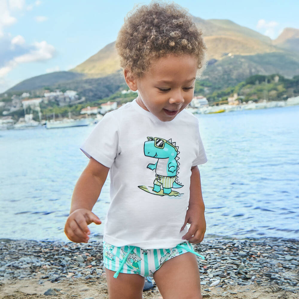 Mayoral-Boys Green Dino Swimwear Set | Childrensalon Outlet