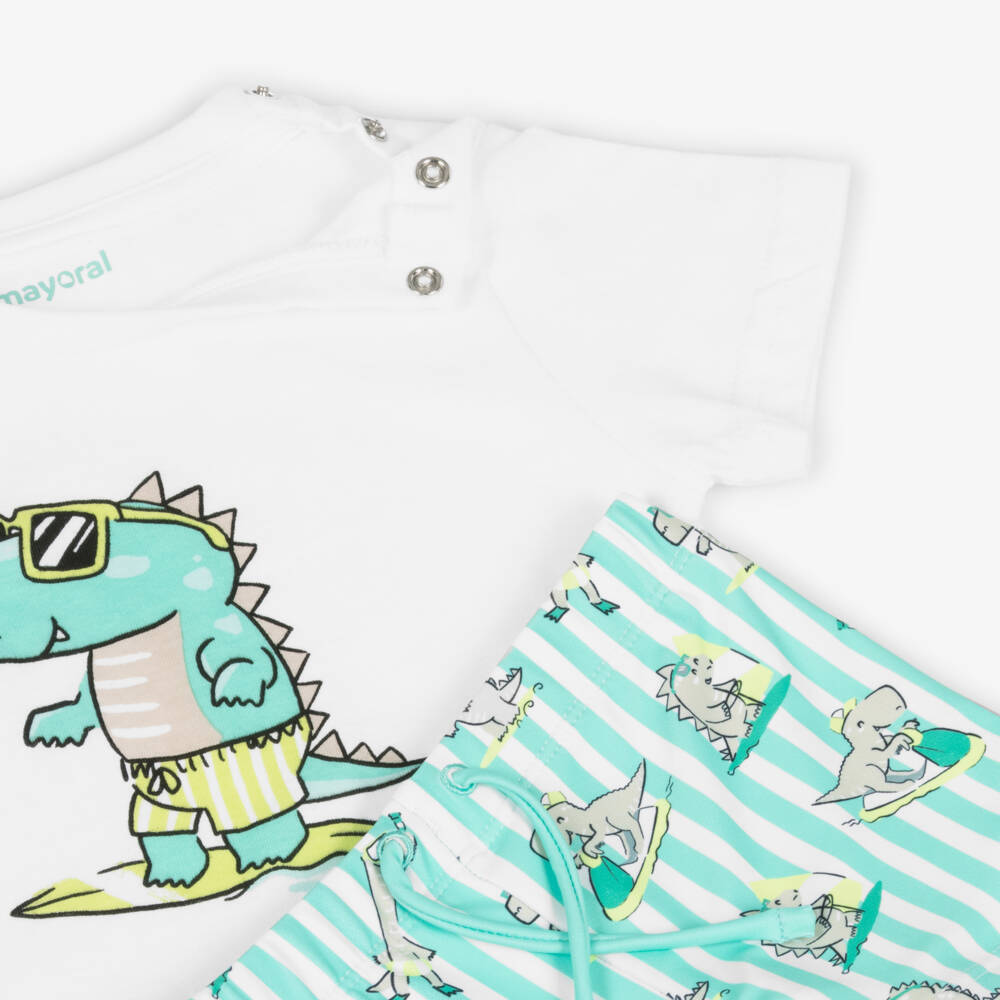 Mayoral-Boys Green Dino Swimwear Set | Childrensalon Outlet