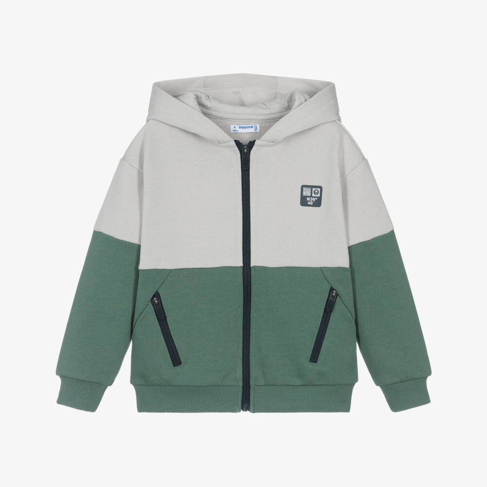 Mayoral-هودي أخضر وبيج للأولاد | Childrensalon Outlet