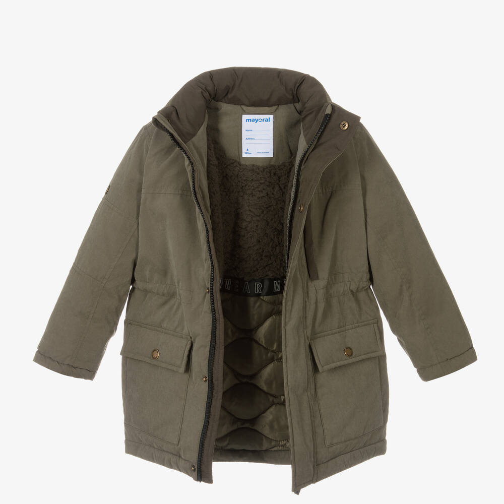 مايورال-معطف باركا هودي لون أخضر للأولاد | Childrensalon Outlet