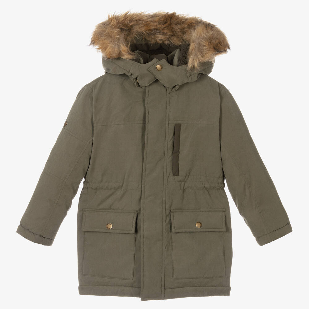 Mayoral - Boys Green Hooded Parka | Childrensalon