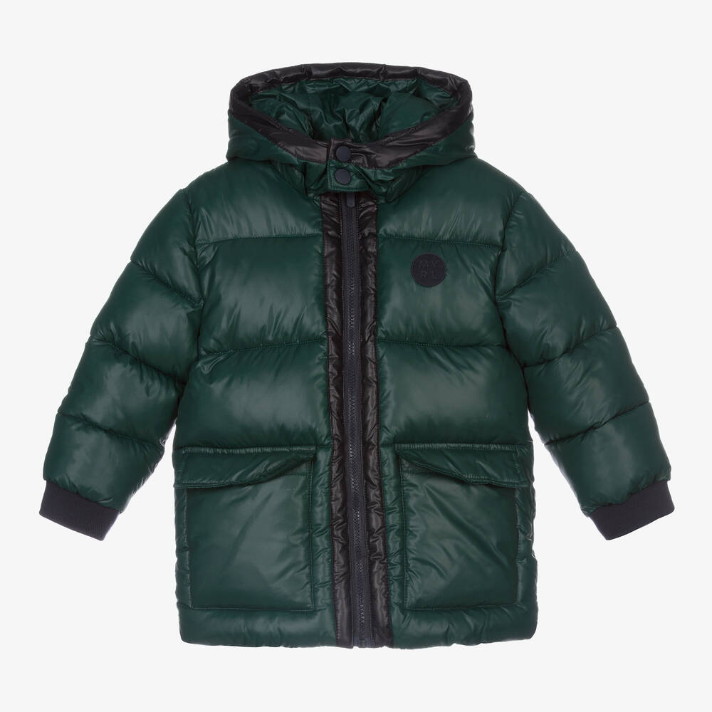 Mayoral - Boys Green Hooded Puffer Jacket | Childrensalon