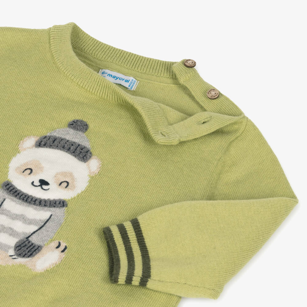 Mayoral-Boys Green Knit Cotton Wool Jumper | Childrensalon Outlet