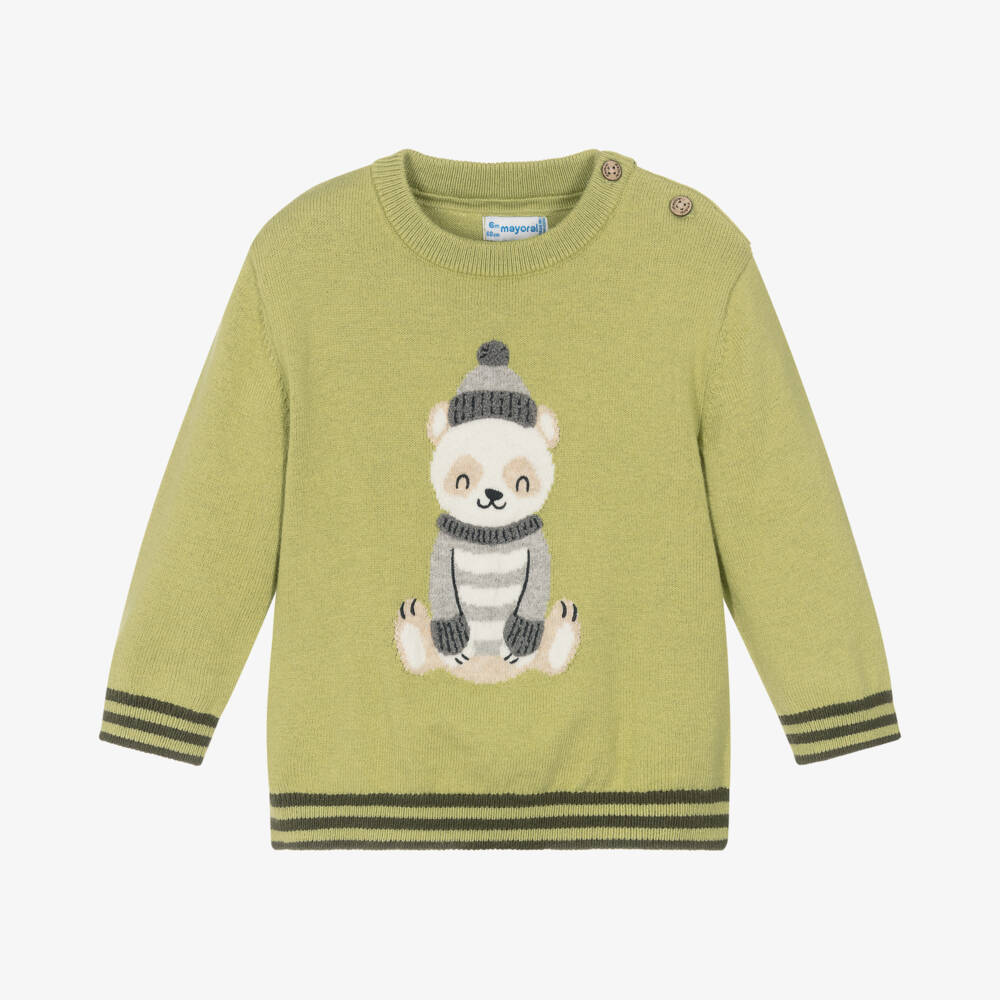 Mayoral-Boys Green Knit Cotton Wool Jumper | Childrensalon Outlet