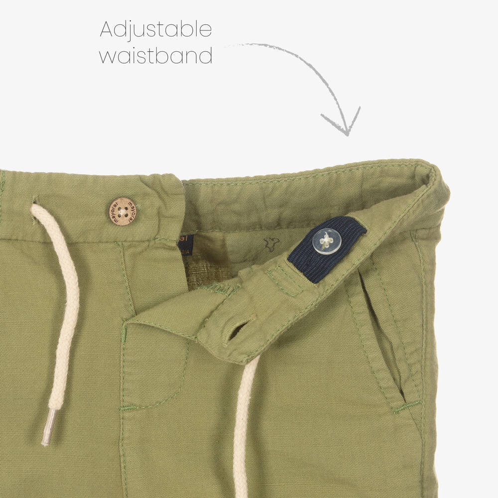 Mayoral-Boys Green Linen Shorts | Childrensalon Outlet