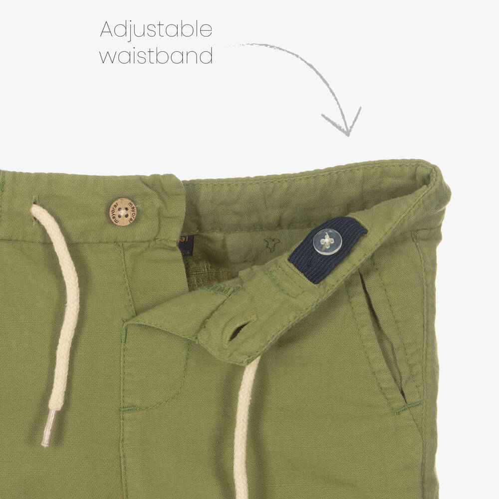 Mayoral-Boys Green Linen Shorts | Childrensalon Outlet