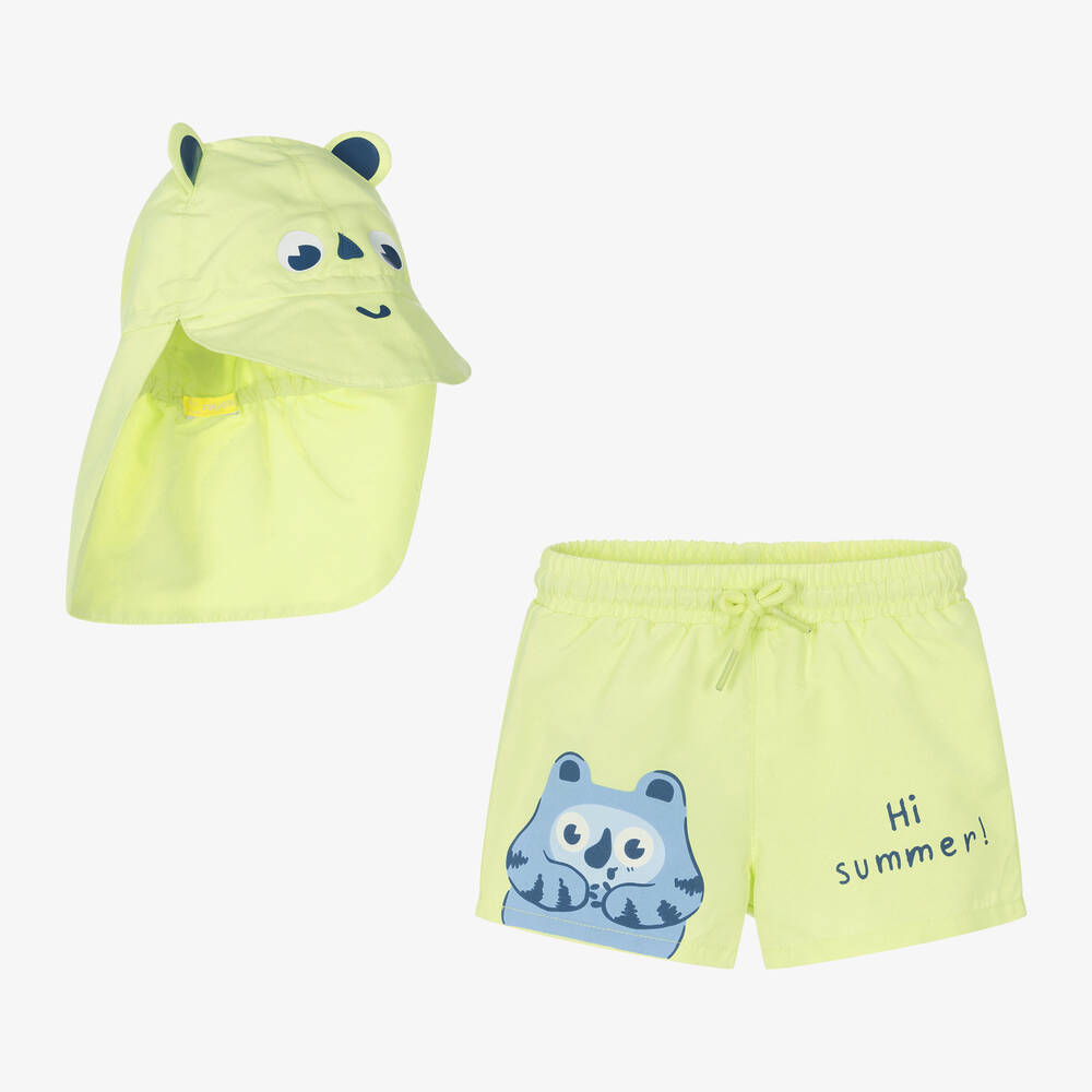 Mayoral-Boys Green Monster Print Swim Shorts | Childrensalon Outlet