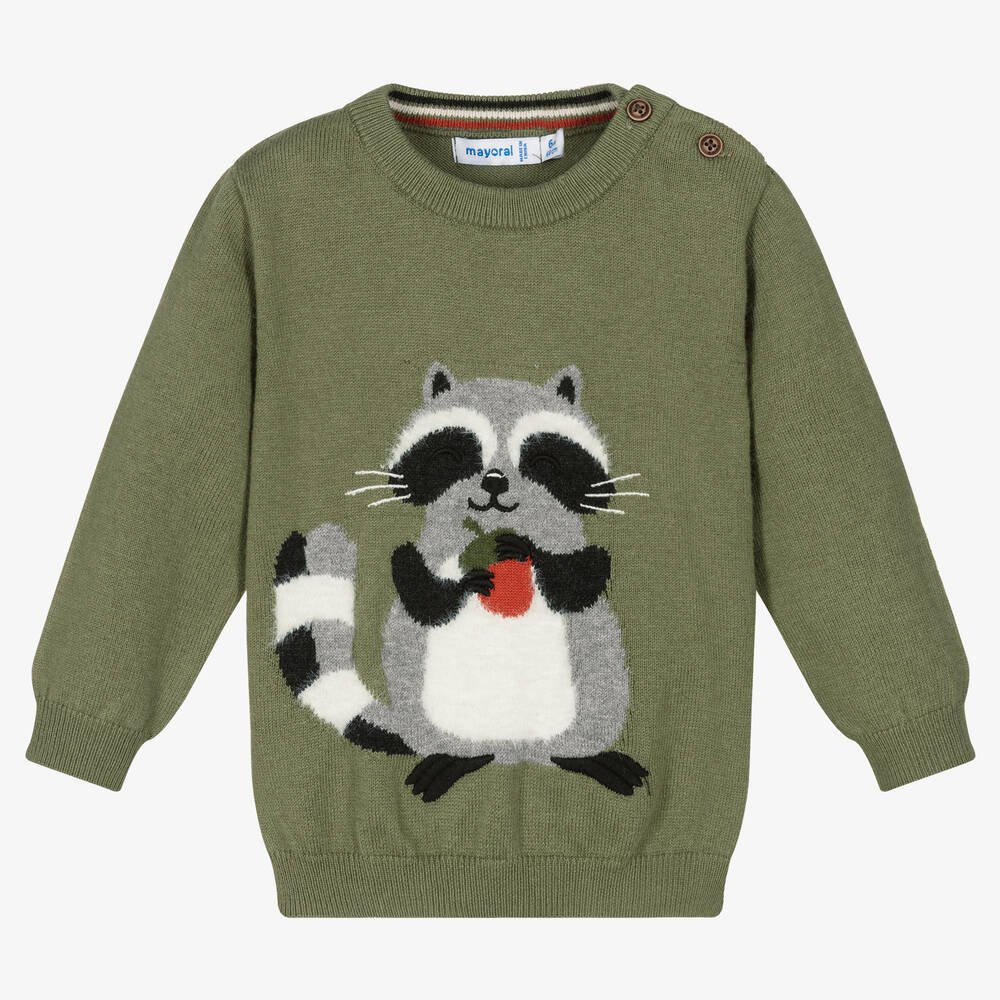 Mayoral - Grüner Waschbär-Pullover (J) | Childrensalon