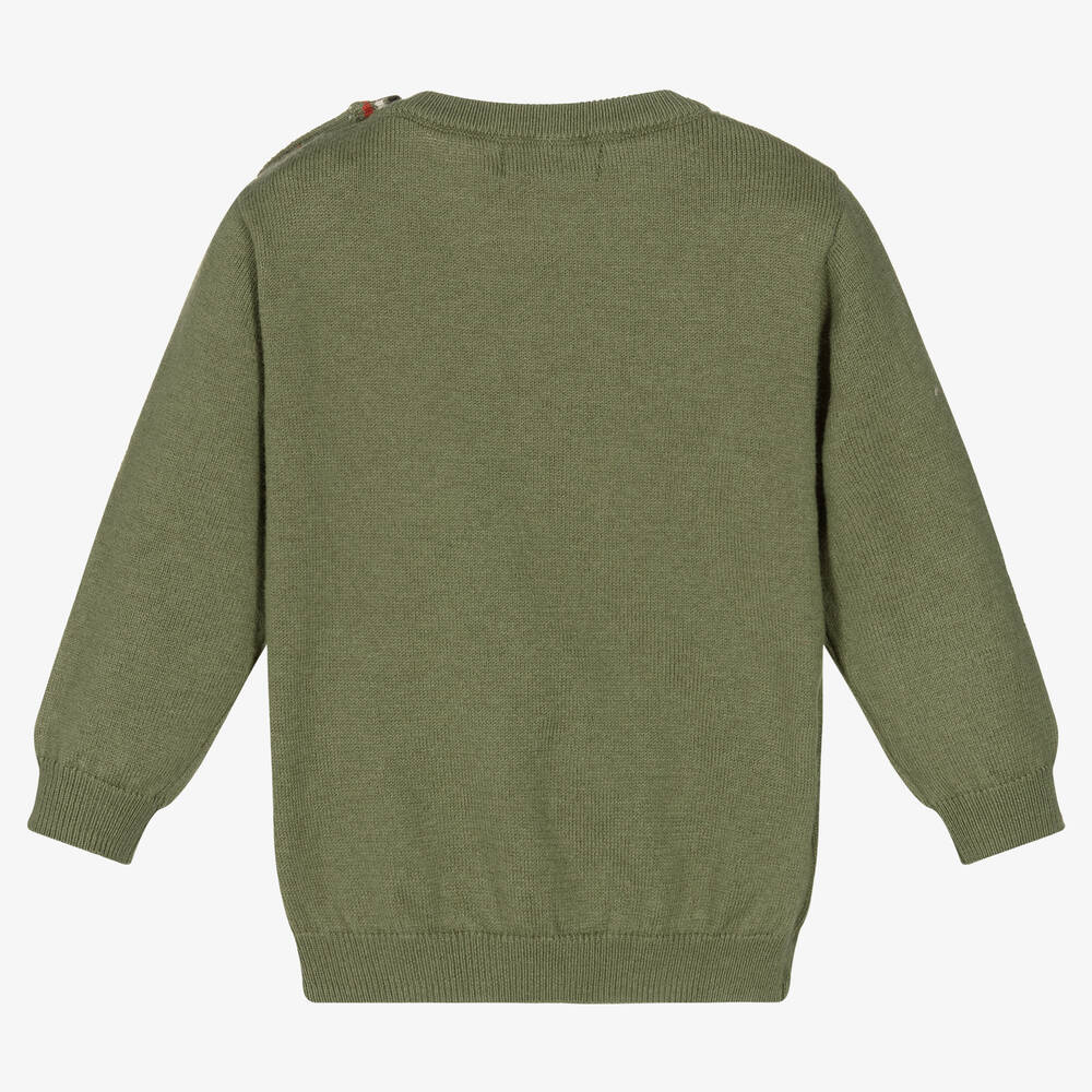 Mayoral-Зеленый свитер с енотом для мальчиков | Childrensalon Outlet