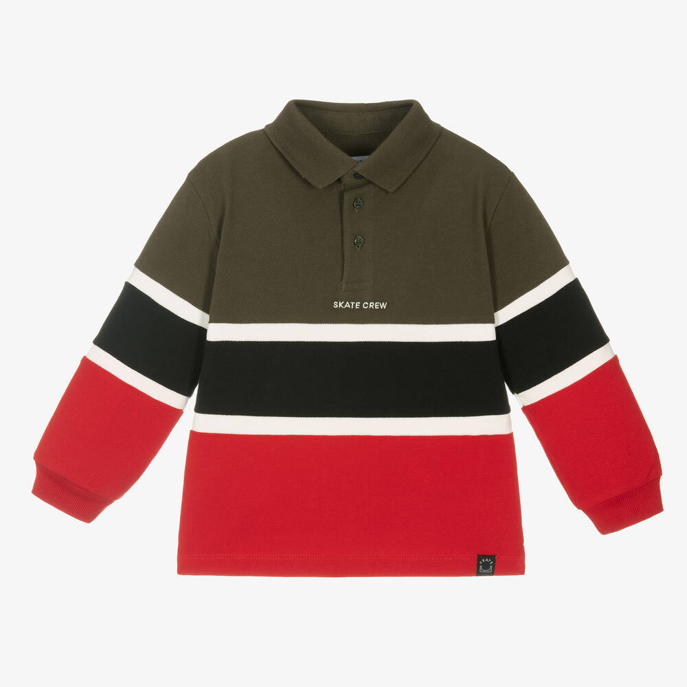 Mayoral-Boys Green & Red Polo Shirt | Childrensalon Outlet