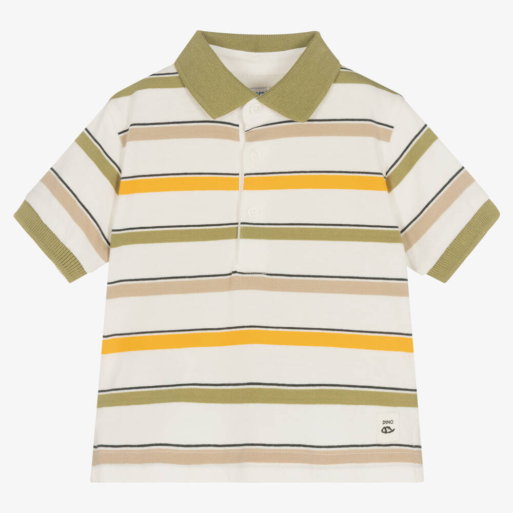 Mayoral - Boys Green Stripe Jersey Polo Shirt | Childrensalon