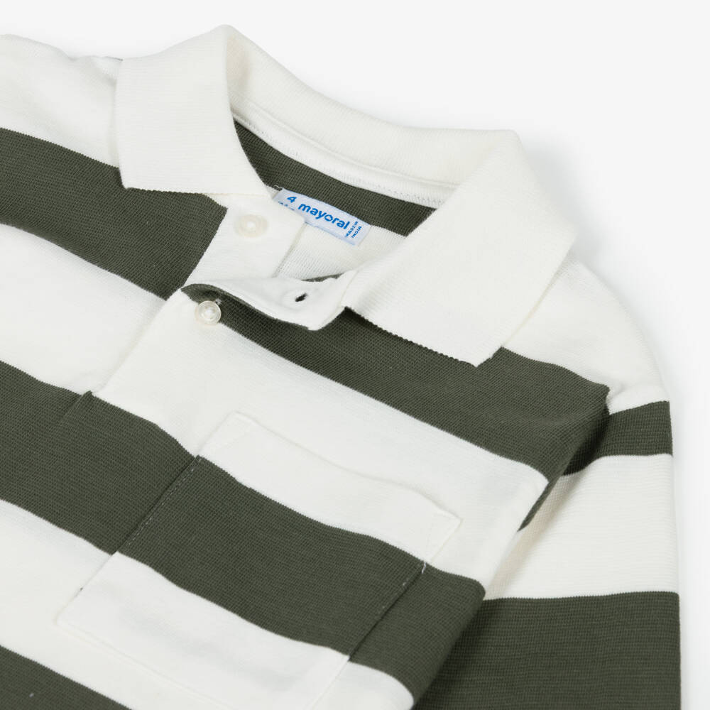 Mayoral-Рубашка поло из хлопка в зелёную полоску для мальчиков | Childrensalon Outlet