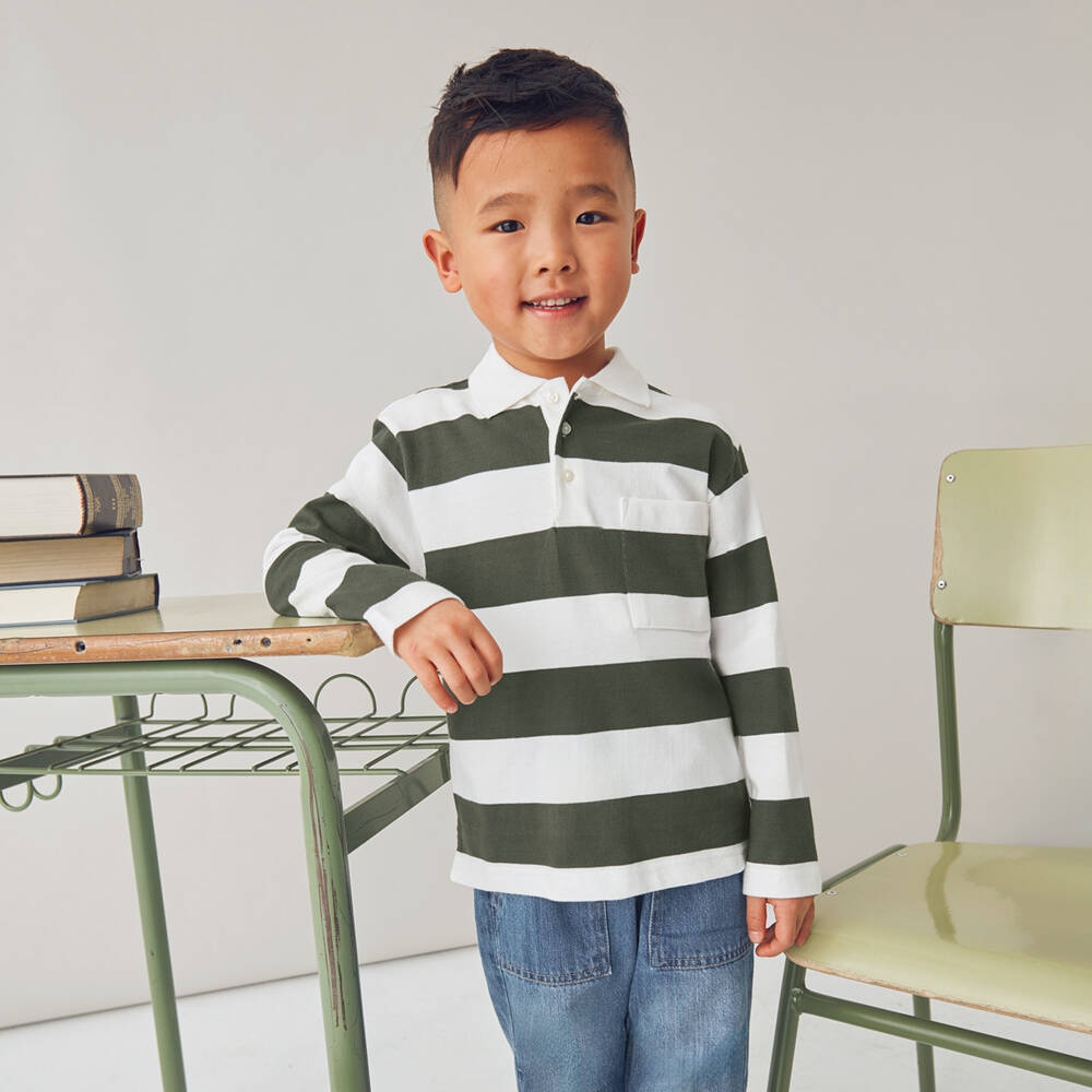 Mayoral-Рубашка поло из хлопка в зелёную полоску для мальчиков | Childrensalon Outlet