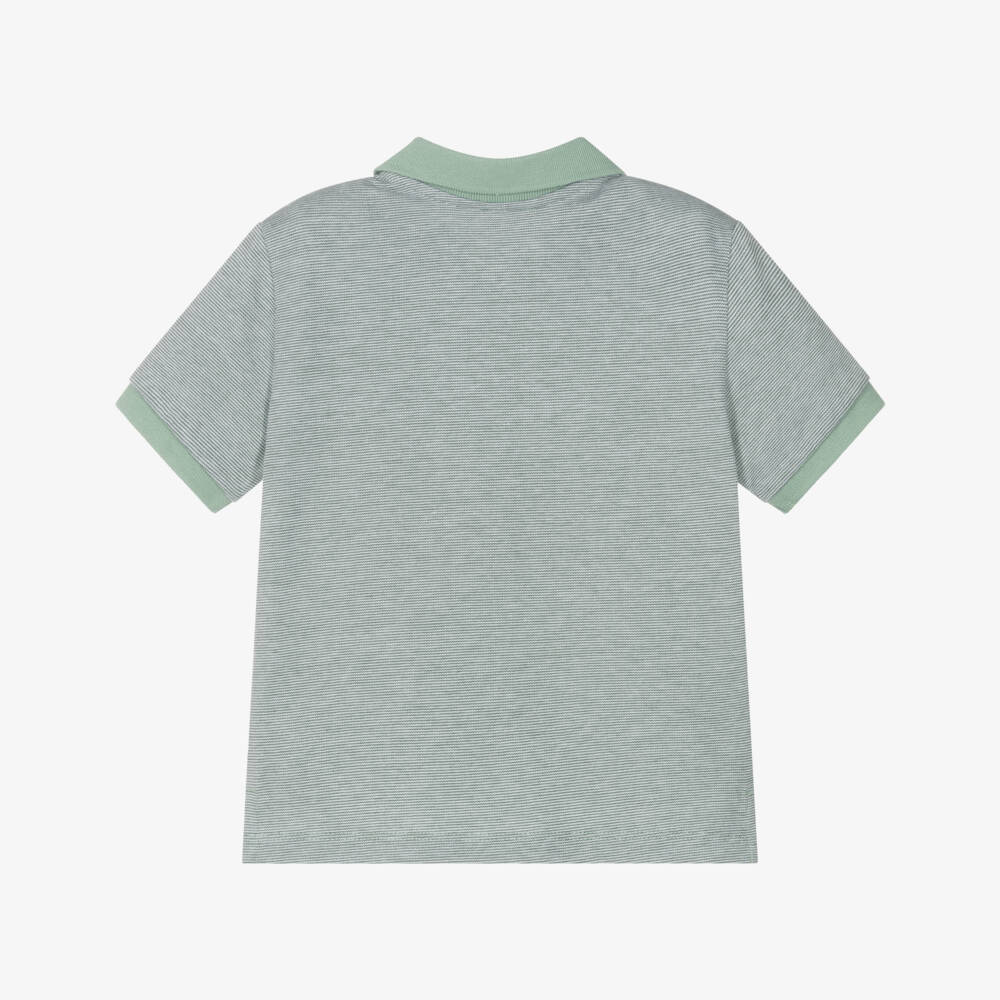 Mayoral-Boys Green Striped Cotton Polo Top | Childrensalon Outlet