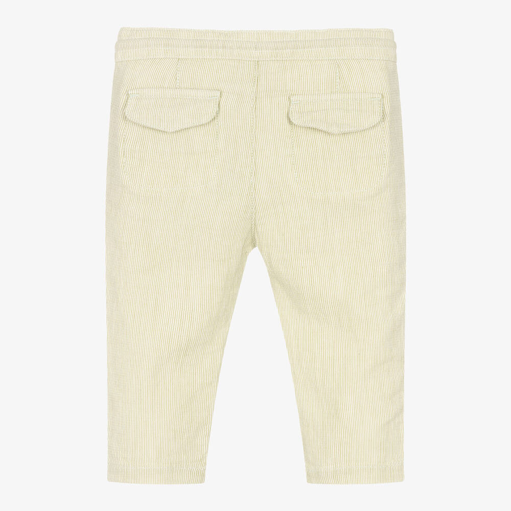 مايورال-بنطلون أطفال ولادي قطن مقلم لون أخضر | Childrensalon Outlet