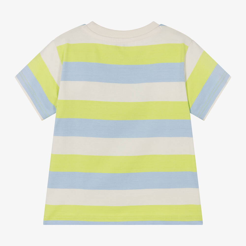 Mayoral-Boys Green Striped Cotton Wave T-Shirt | Childrensalon Outlet