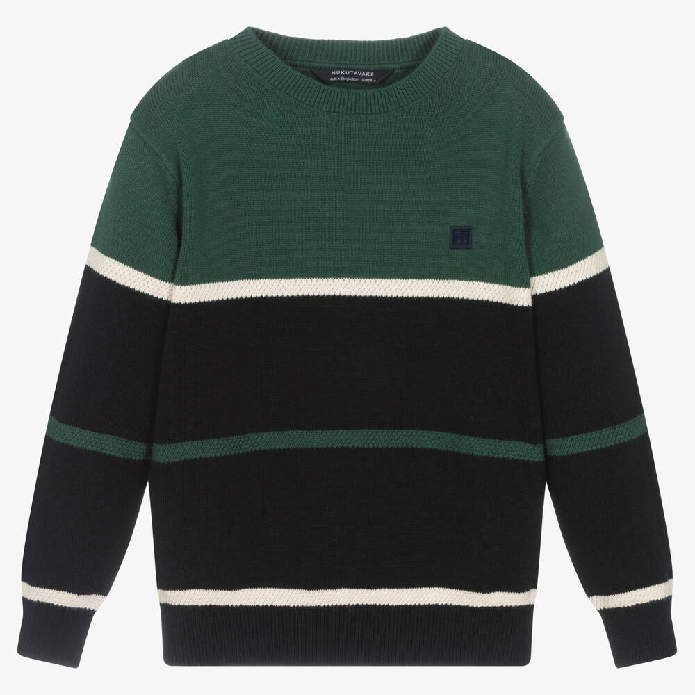 Mayoral Nukutavake - Boys Green Striped Sweater | Childrensalon