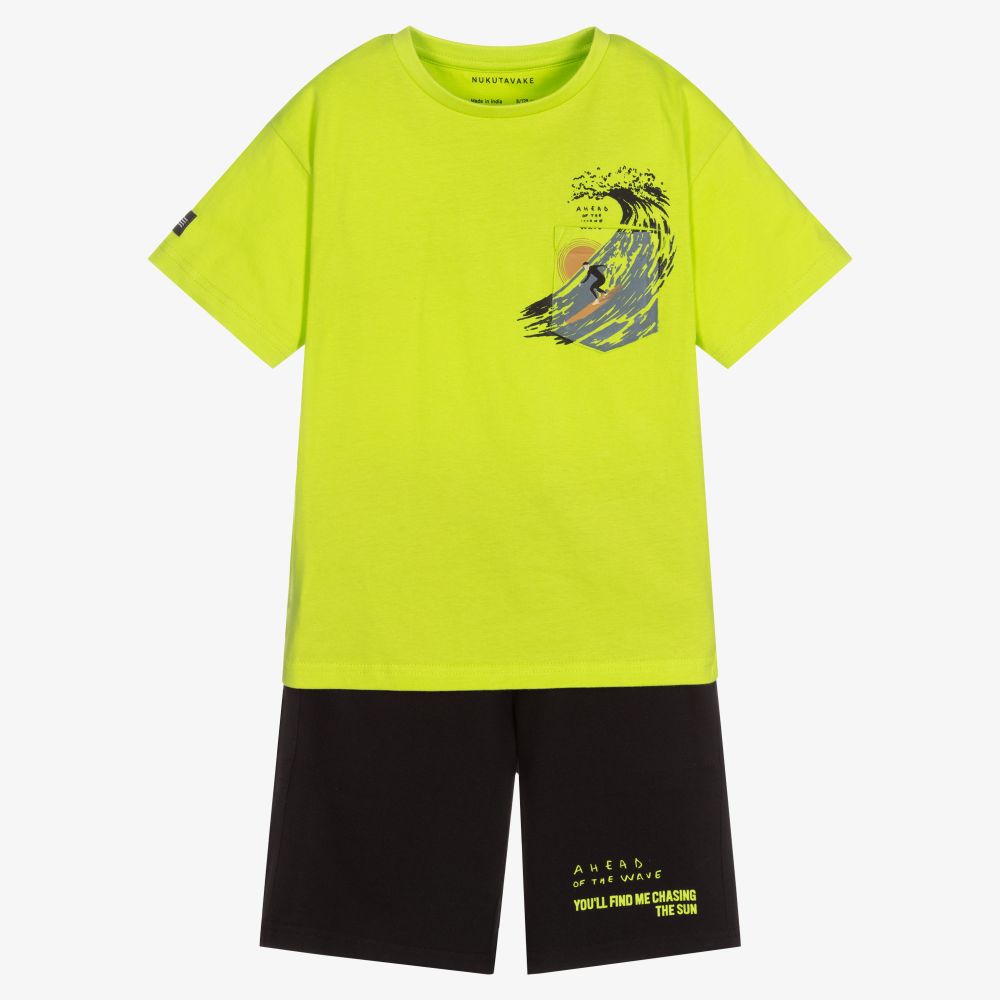 Mayoral Nukutavake Boys Green Surf Shorts Set Childrensalon Outlet