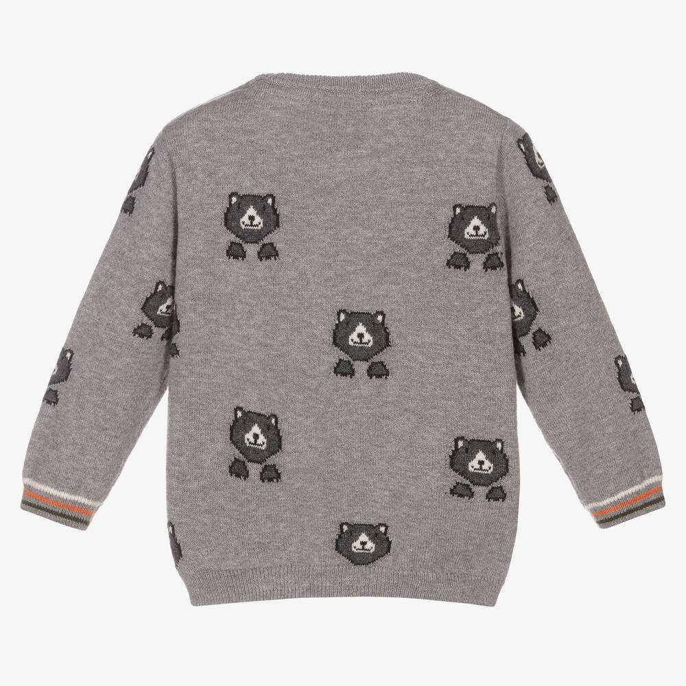 Mayoral-Boys Grey Bear Knit Sweater | Childrensalon Outlet