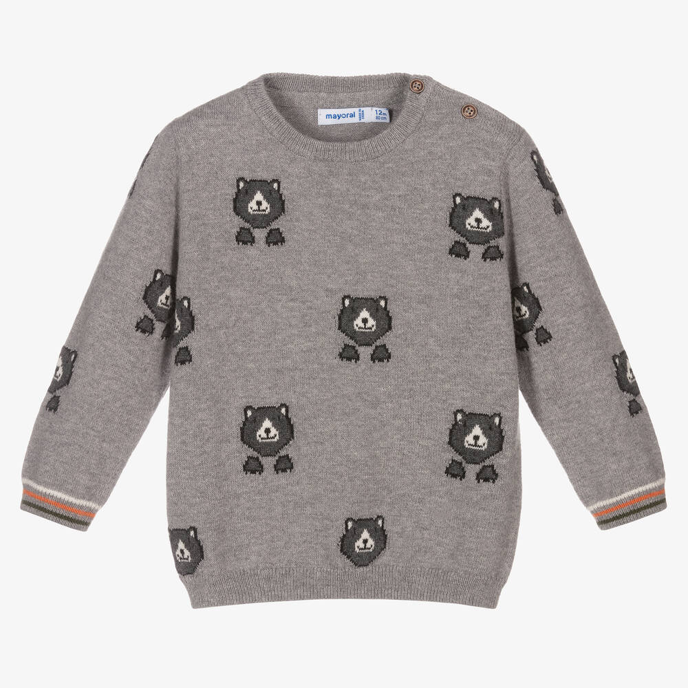 Mayoral - Grauer Bären-Strickpullover (J) | Childrensalon