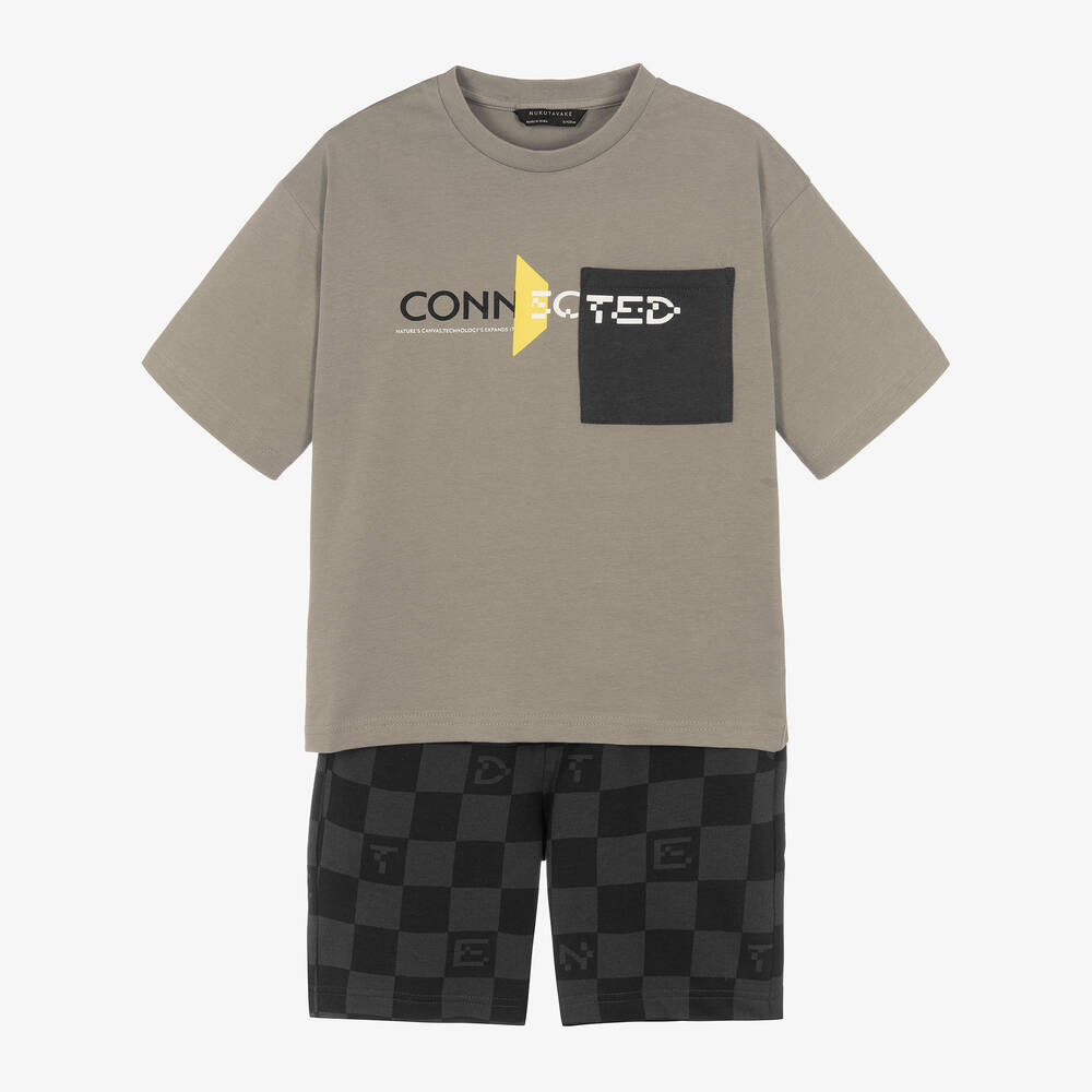 Mayoral Nukutavake-Boys Grey & Black Cotton Shorts Set | Childrensalon Outlet