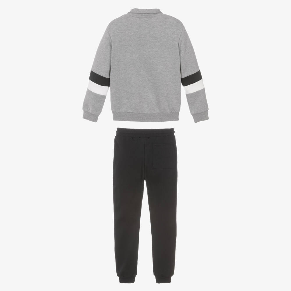 Mayoral Nukutavake-Boys Grey & Black Tracksuit with Stripes | Childrensalon Outlet