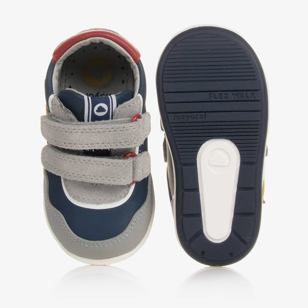 Mayoral-Серо-синие кожаные кроссовки со звездами | Childrensalon Outlet