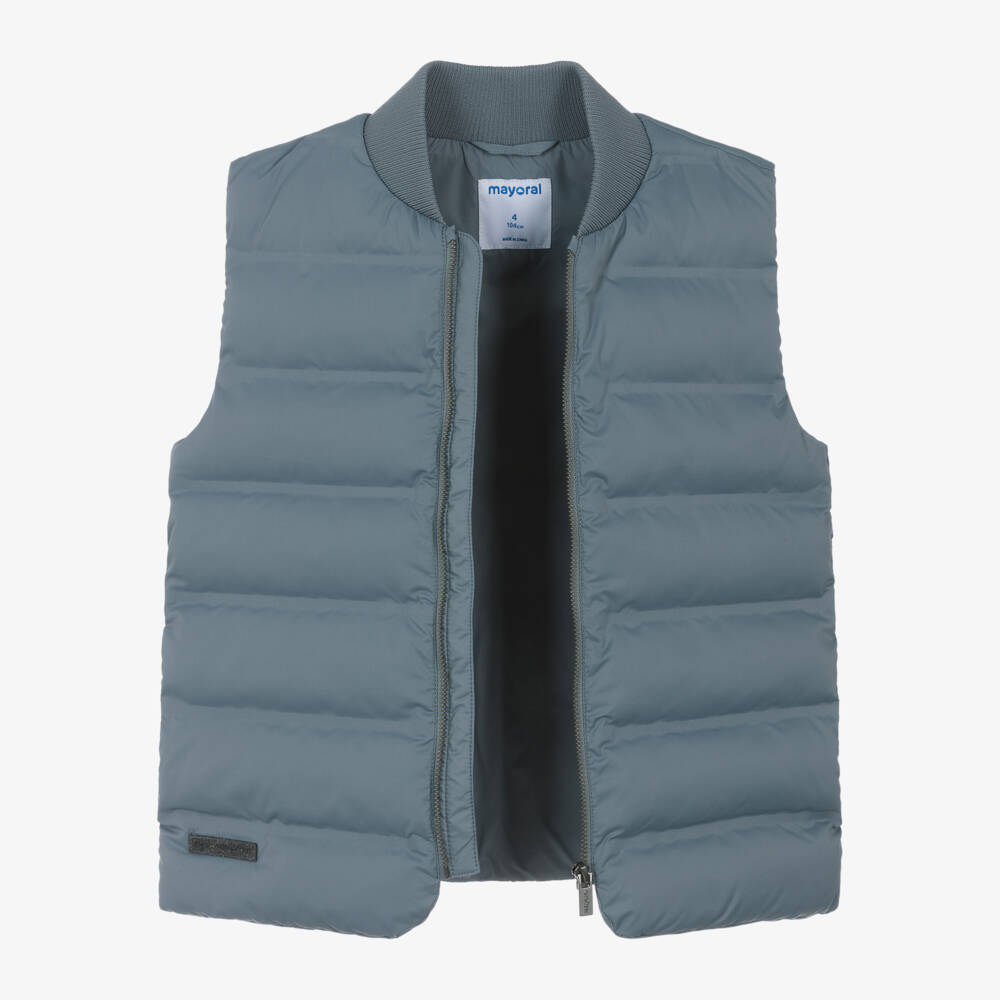 Mayoral-Boys Grey-Blue Quilted Vest | Childrensalon Outlet