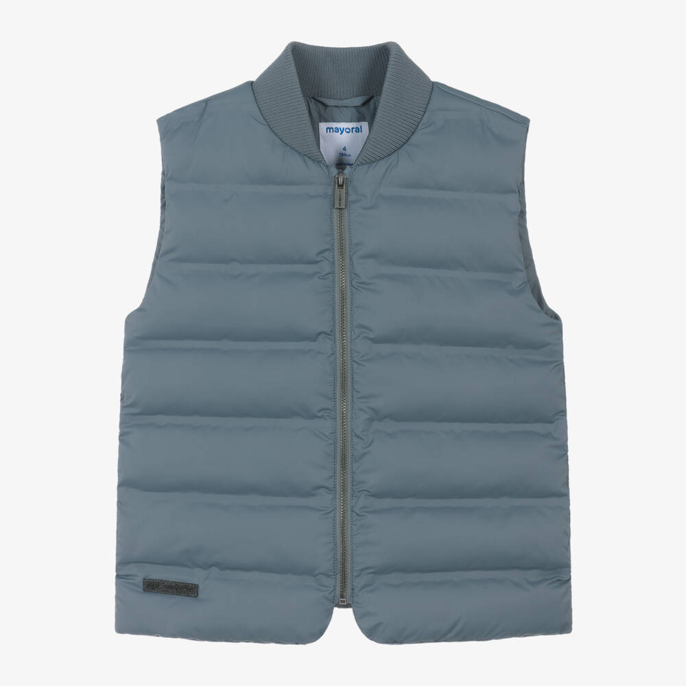 Mayoral-Boys Grey-Blue Quilted Vest | Childrensalon Outlet