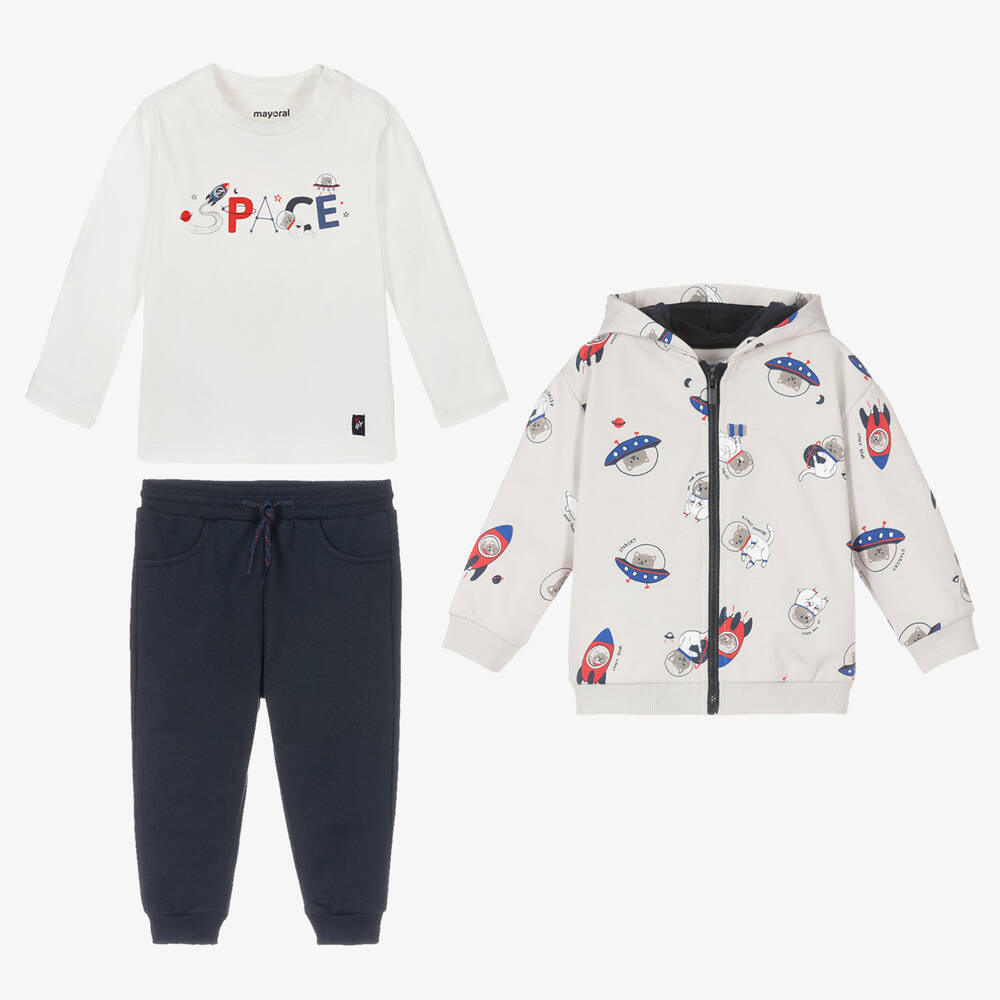 Mayoral-Топ и серо-синий спортивный костюм | Childrensalon Outlet