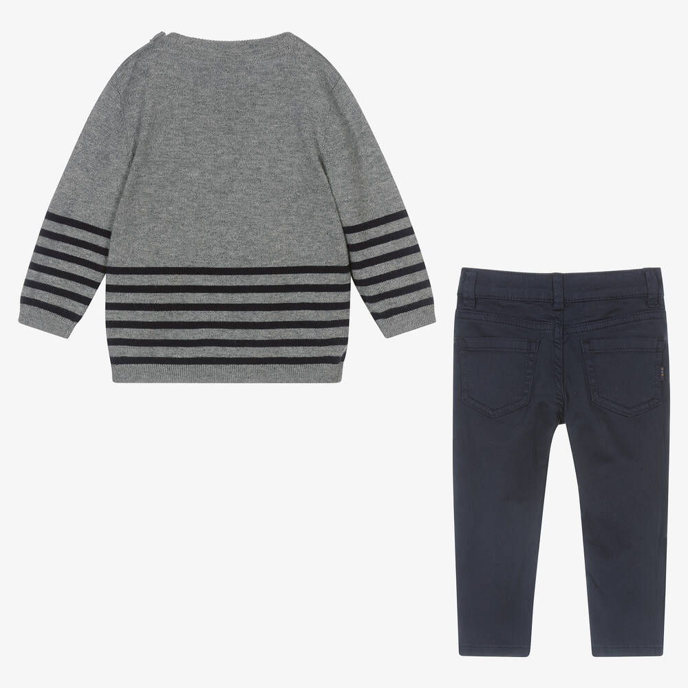مايورال-طقم بنطلون أطفال ولادي قطن لون رمادي وكحلي | Childrensalon Outlet