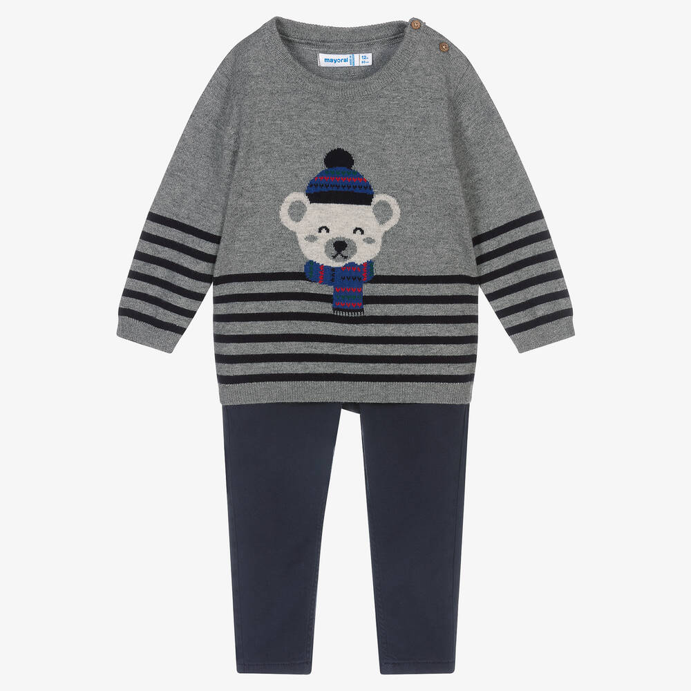 Mayoral - Ensemble pantalon gris bleu garçon | Childrensalon