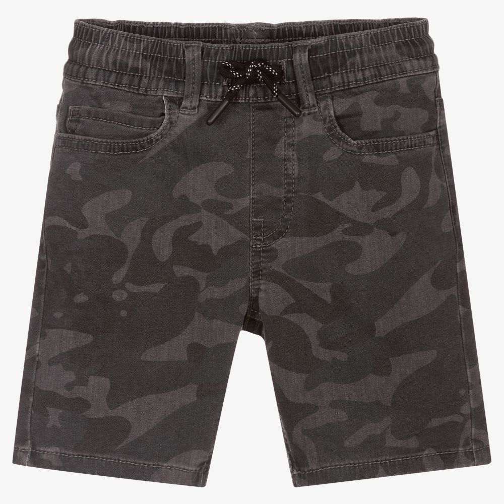 Mayoral-Boys Grey Camo Cotton Shorts | Childrensalon Outlet