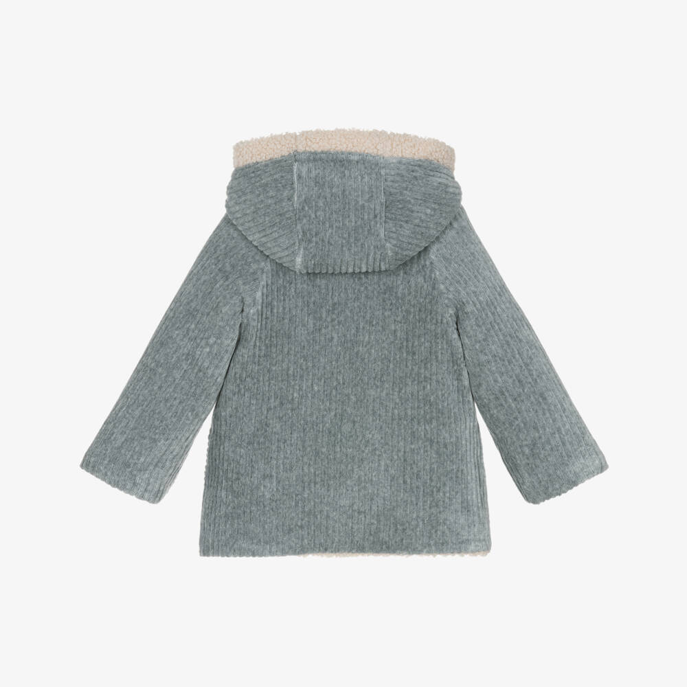 Mayoral Newborn-Grey Velour & Beige Teddy Fleece Reversible Baby Pram Coat | Childrensalon Outlet