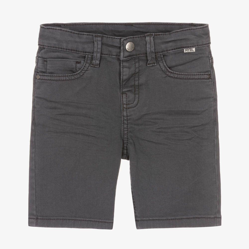 Mayoral - Boys Grey Cotton Denim Shorts | Childrensalon