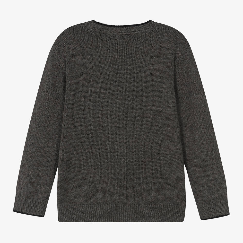 Mayoral-Boys Grey Cotton Knit Sweater | Childrensalon Outlet