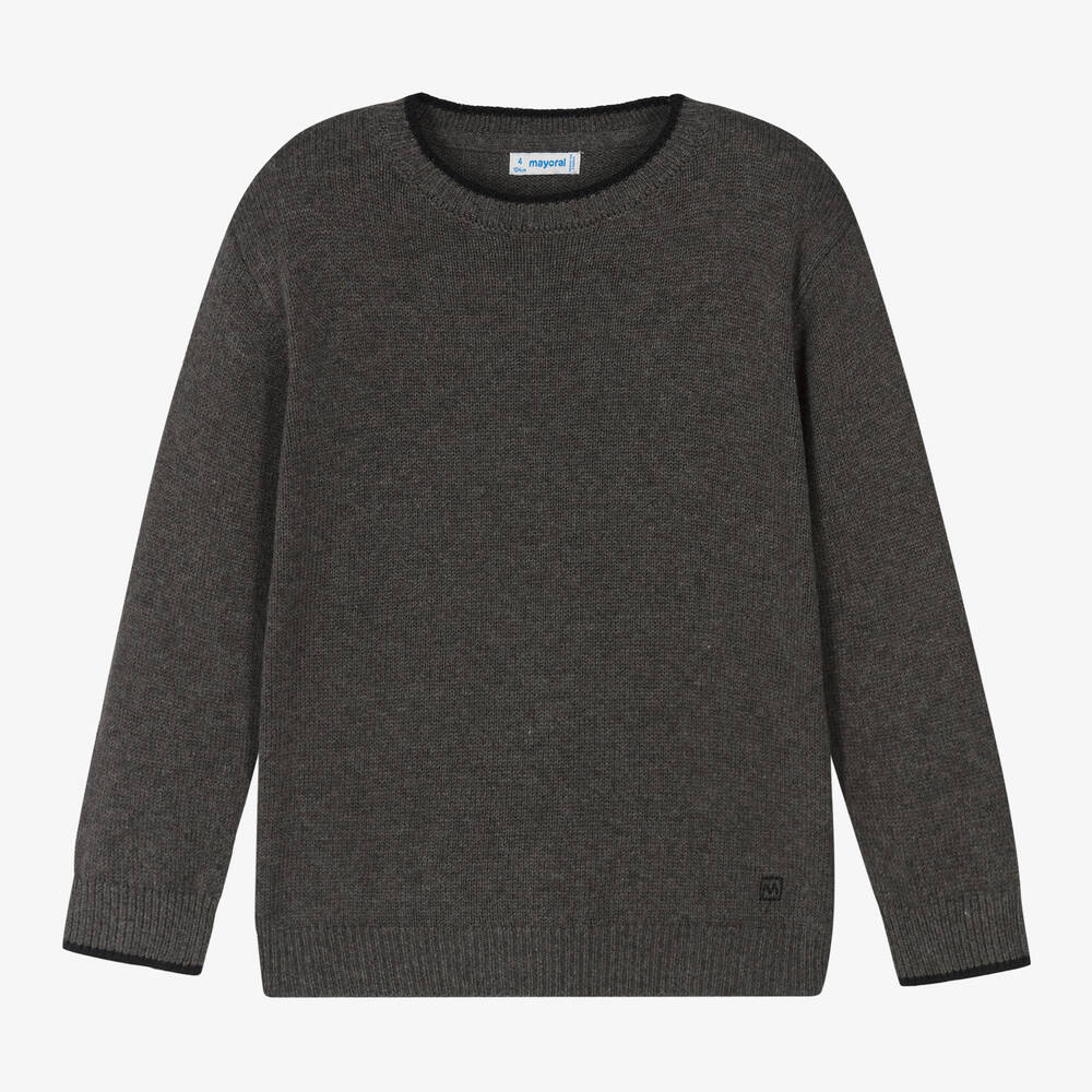Mayoral - Boys Grey Cotton Knit Sweater | Childrensalon
