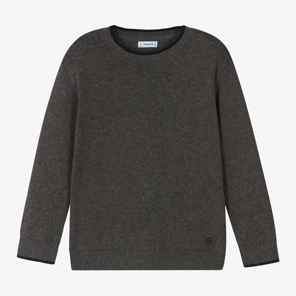 Mayoral Boys Grey Cotton Knit Sweater Childrensalon Outlet