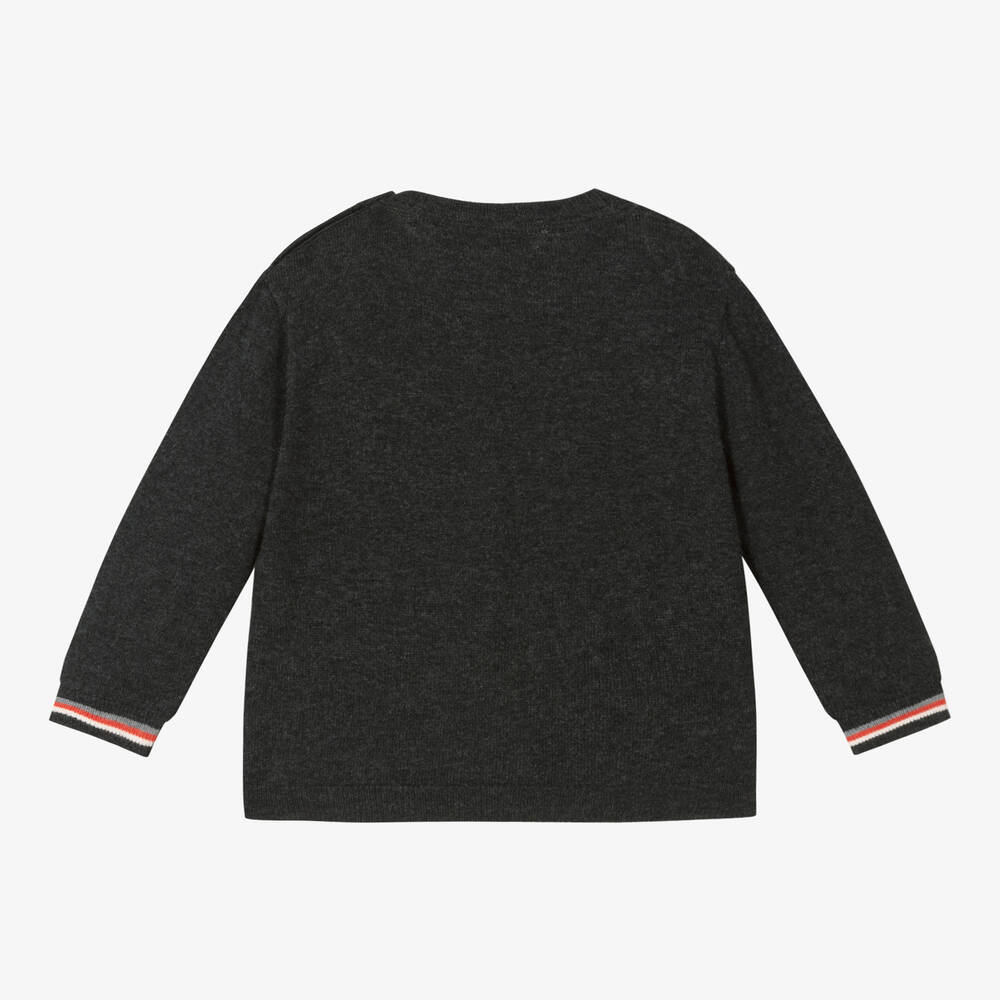 Mayoral-Boys Grey Cotton Knitted Fox Sweater | Childrensalon Outlet