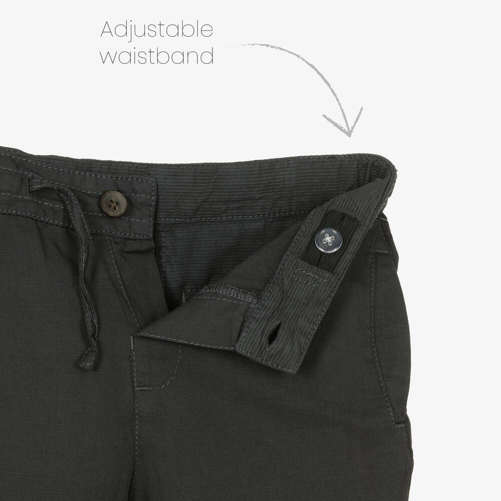Mayoral-Boys Grey Cotton & Linen Trousers | Childrensalon Outlet