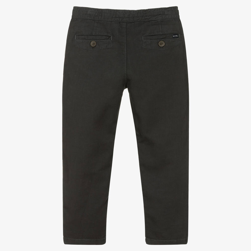Mayoral-Boys Grey Cotton & Linen Trousers | Childrensalon Outlet