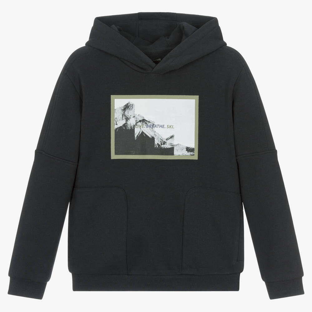 Mayoral Nukutavake - Boys Grey Cotton Mountain Print Hoodie | Childrensalon