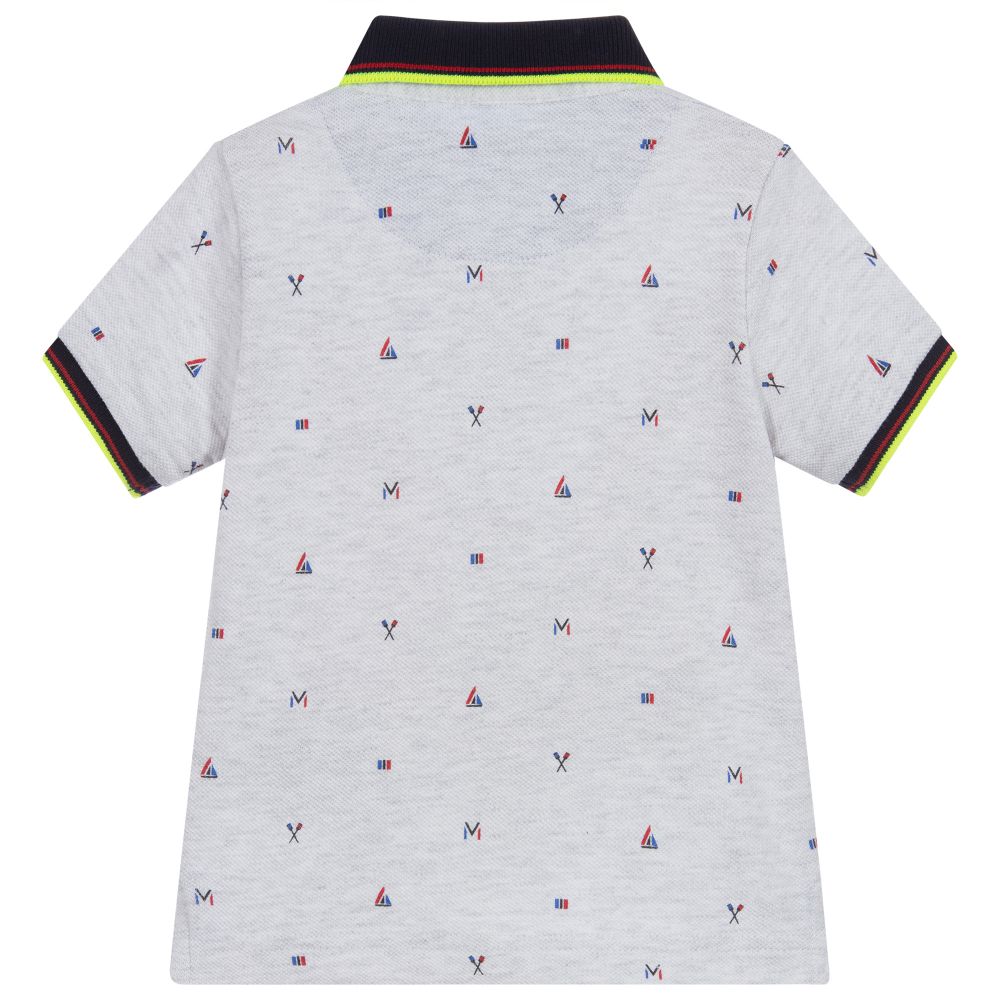 Mayoral-Boys Grey Cotton Polo Shirt | Childrensalon Outlet