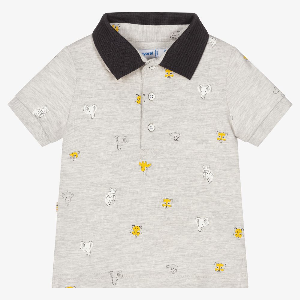 Mayoral - Polo gris en coton Garçon | Childrensalon