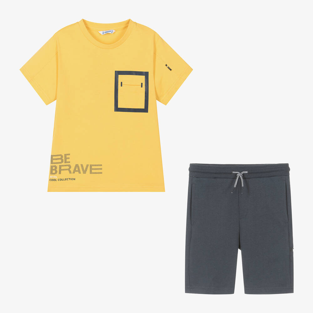 Mayoral-Boys Grey Cotton Shorts Set | Childrensalon Outlet