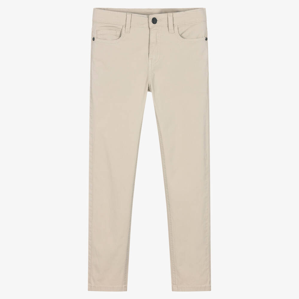 Mayoral-Boys Grey Cotton Slim Fit Trousers | Childrensalon Outlet