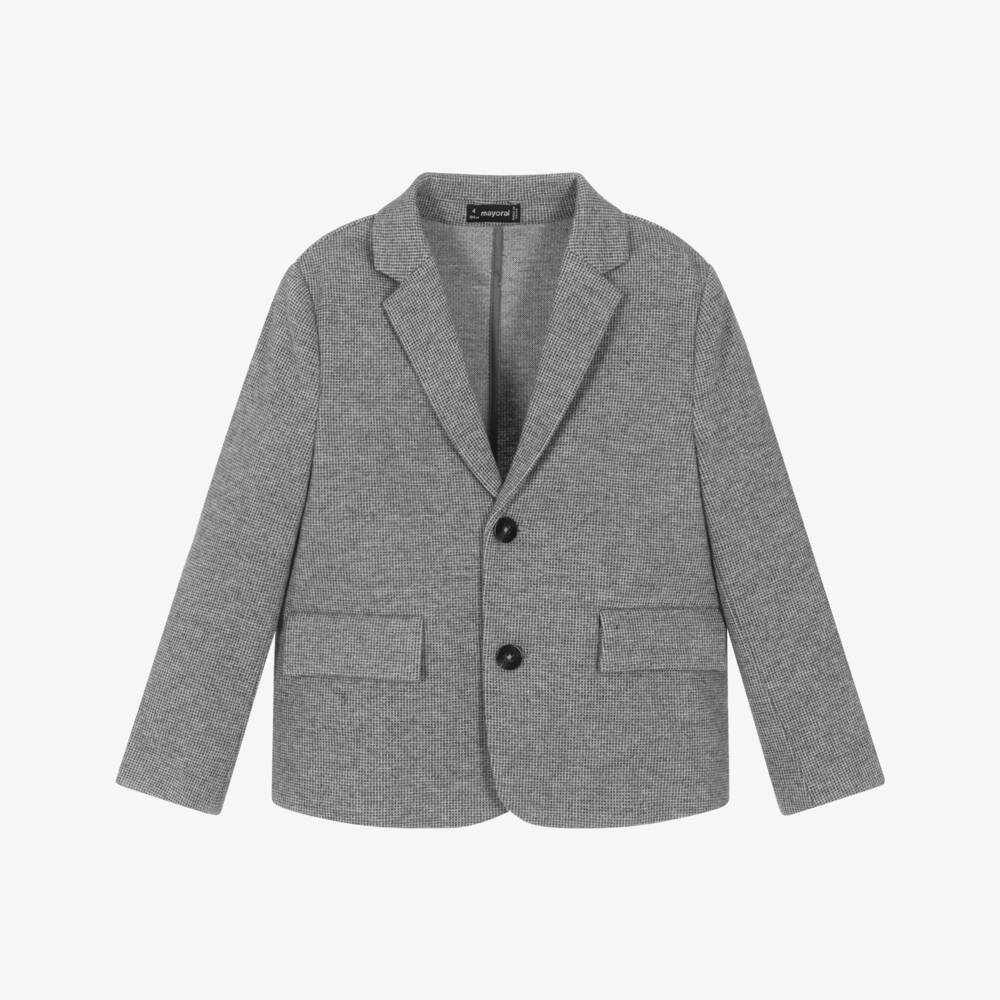 Mayoral-Boys Grey Finely Checked Blazer | Childrensalon Outlet