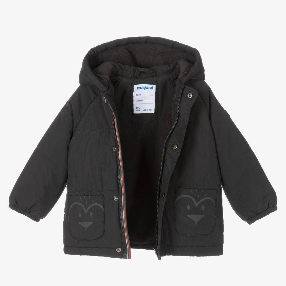 Boys fleece lined coat clearance