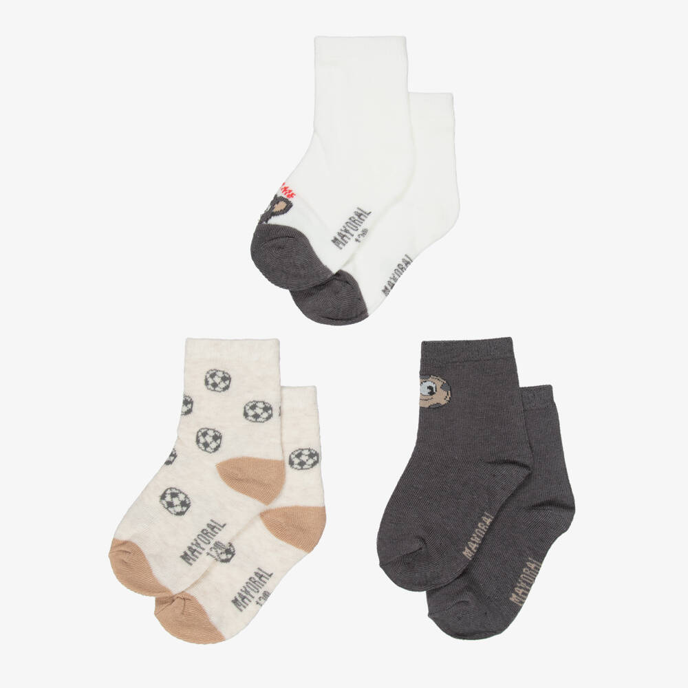 Mayoral-Boys Grey Football Sock Set | Childrensalon Outlet