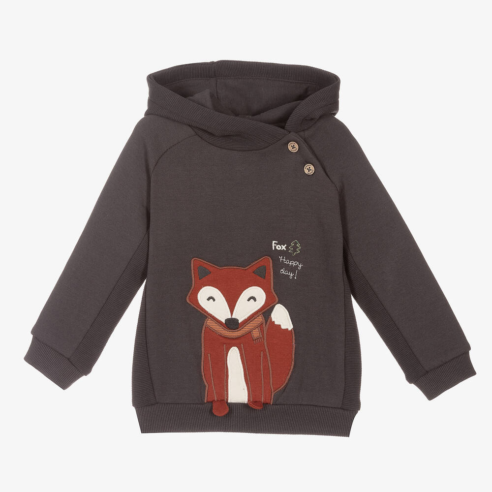 Mayoral - Sweat à capuche gris en coton Renard Garçon | Childrensalon